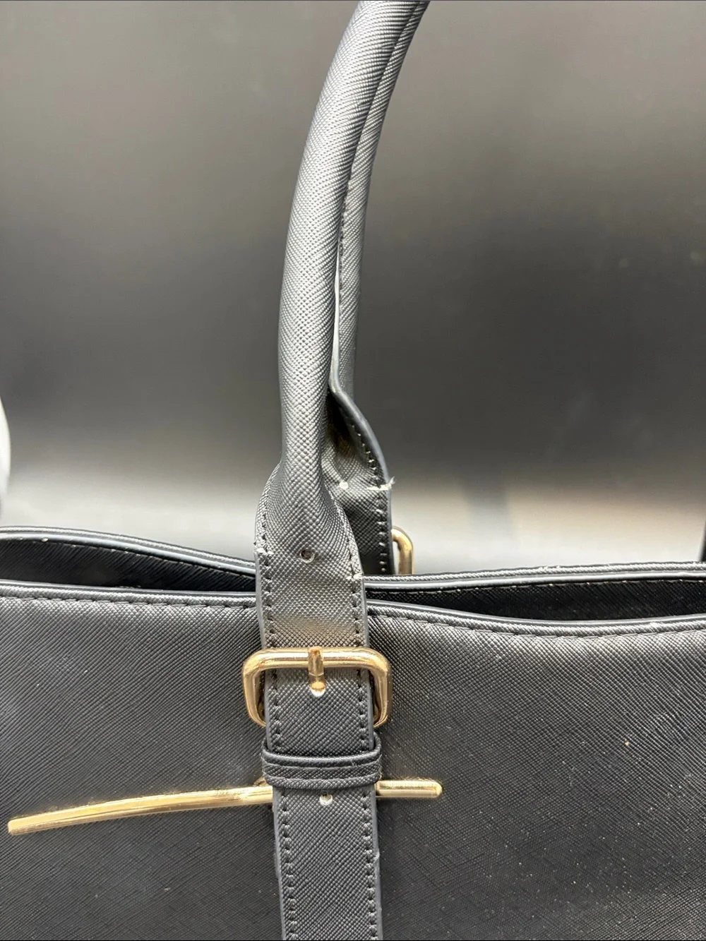 Black Laptop Tote with Bow and Gold Accents